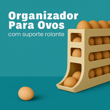 Carregar imagem no visualizador da galeria, Organizador Para Ovos com Suporte Rolante Branco