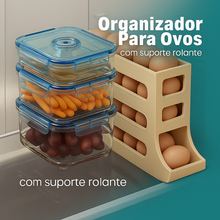 Carregar imagem no visualizador da galeria, Organizador Para Ovos com Suporte Rolante Branco