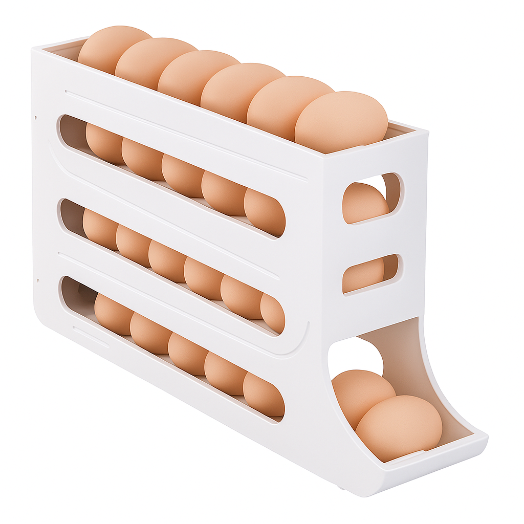 Organizador Para Ovos com Suporte Rolante Branco